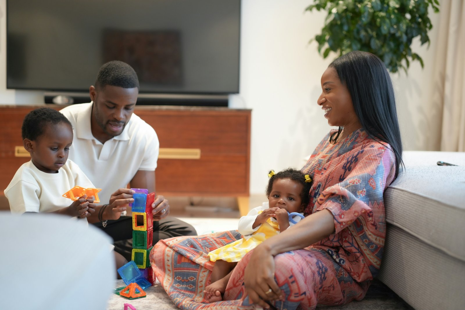 Family together at home